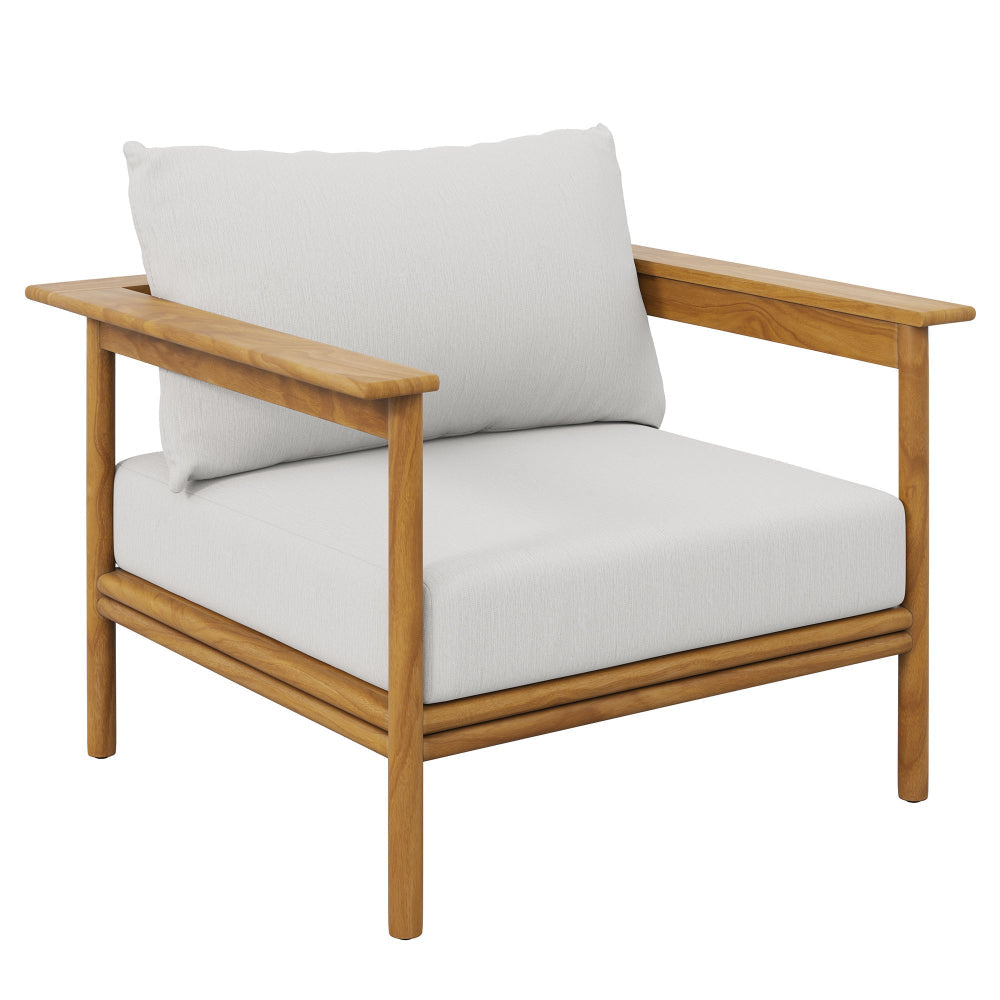 Modway Wren Teak Wood Outdoor Armchair in Natural Sail