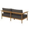 Modway Wren Teak Wood Outdoor Sofa in Natural Flint Gray