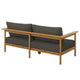 Modway Wren Teak Wood Outdoor Sofa in Natural Flint Gray