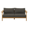 Modway Wren Teak Wood Outdoor Sofa in Natural Flint Gray