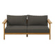 Modway Wren Teak Wood Outdoor Sofa in Natural Flint Gray
