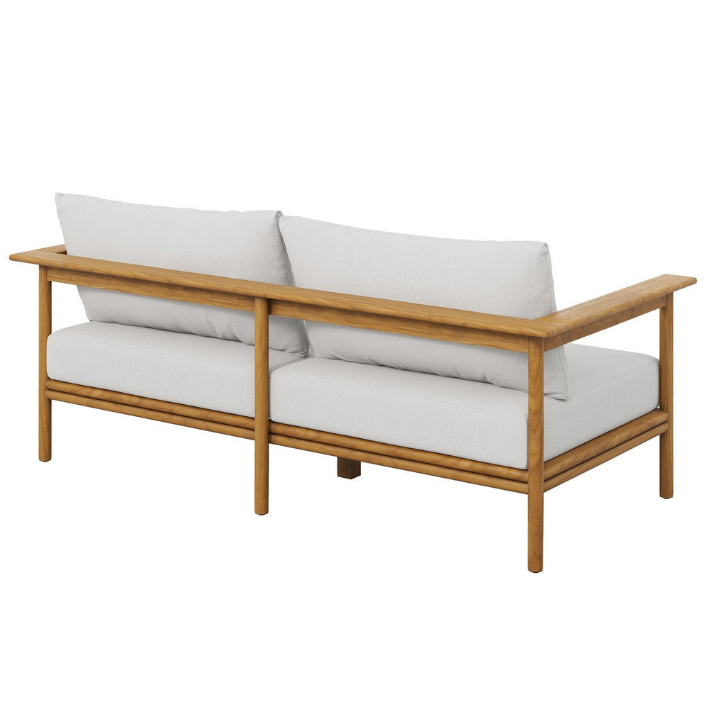 Modway Wren Teak Wood Outdoor Sofa in Natural Sail