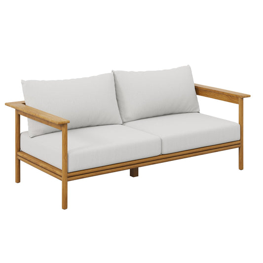 Modway Wren Teak Wood Outdoor Sofa in Natural Sail