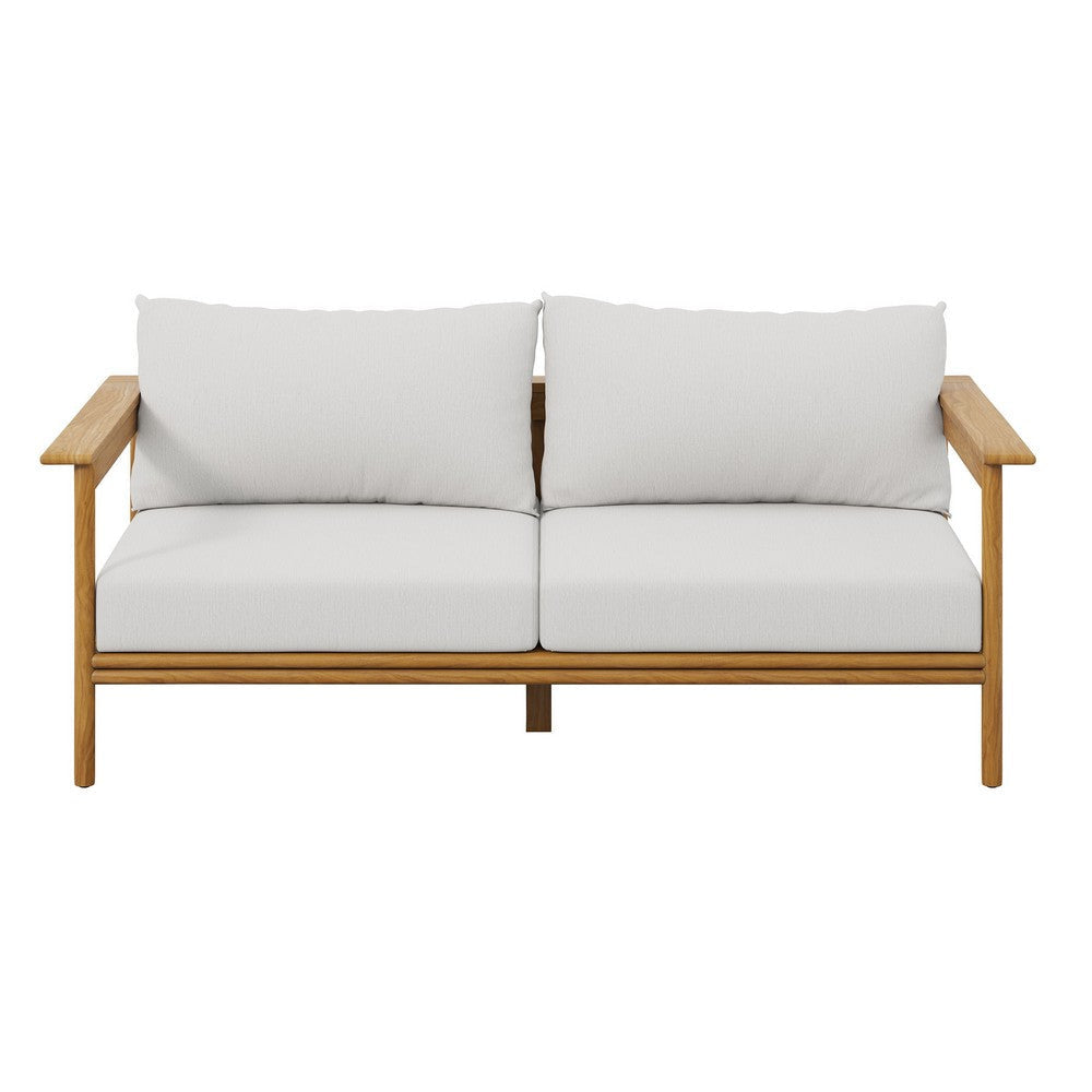 Modway Wren Teak Wood Outdoor Sofa in Natural Sail