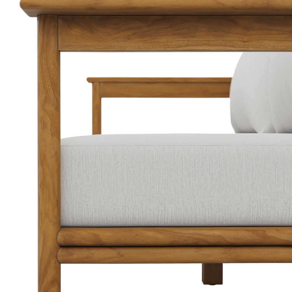 Modway Wren Teak Wood Outdoor Sofa in Natural Sail