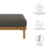 Modway Wren Teak Wood Outdoor Ottoman in Natural Flint Gray
