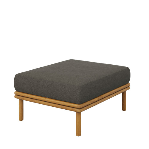 Modway Wren Teak Wood Outdoor Ottoman in Natural Flint Gray