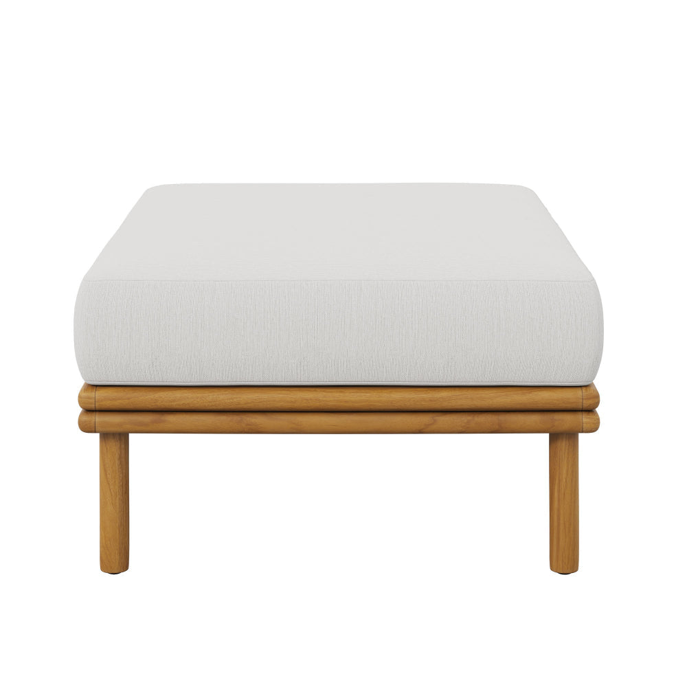 Modway Wren Teak Wood Outdoor Ottoman in Natural Sail