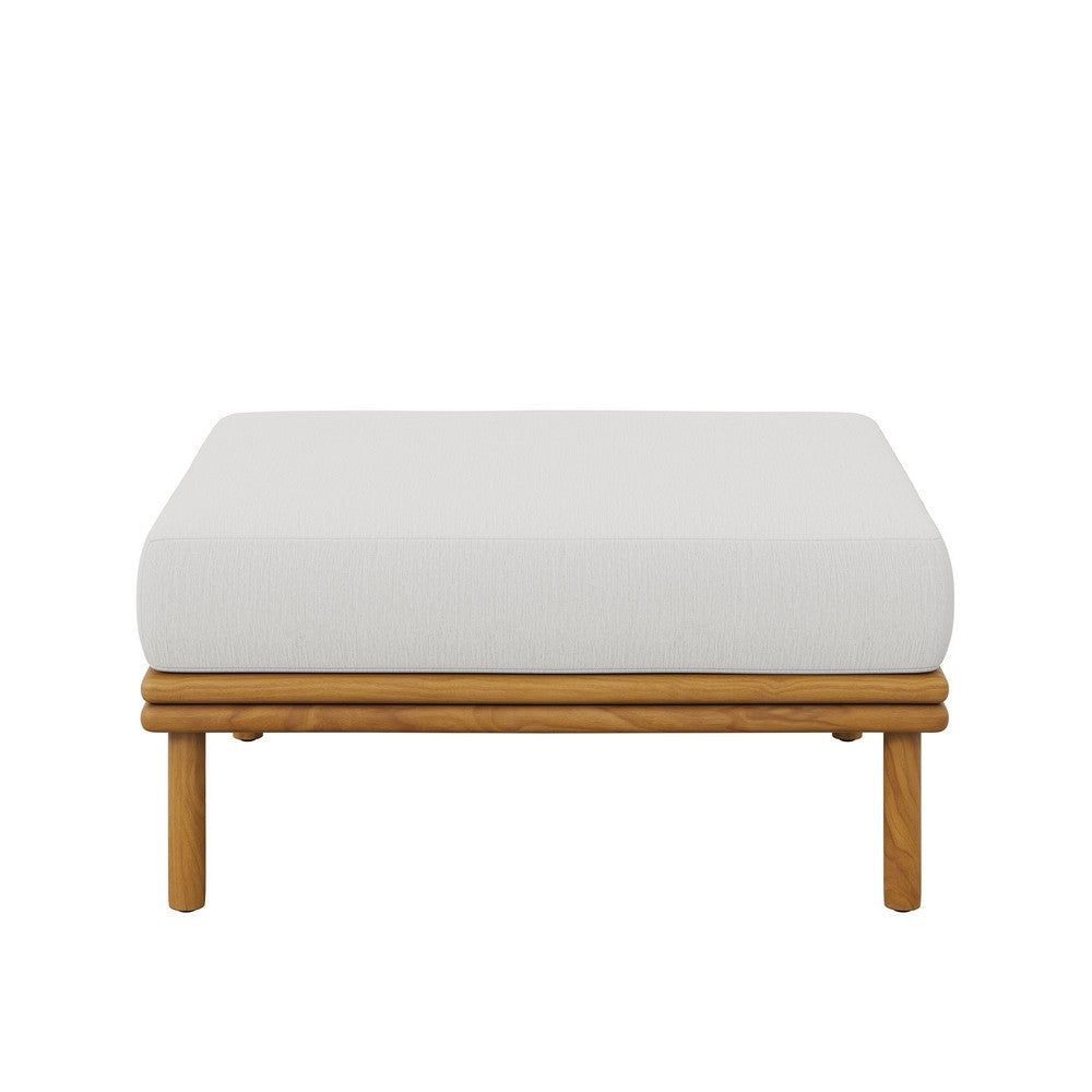 Modway Wren Teak Wood Outdoor Ottoman in Natural Sail