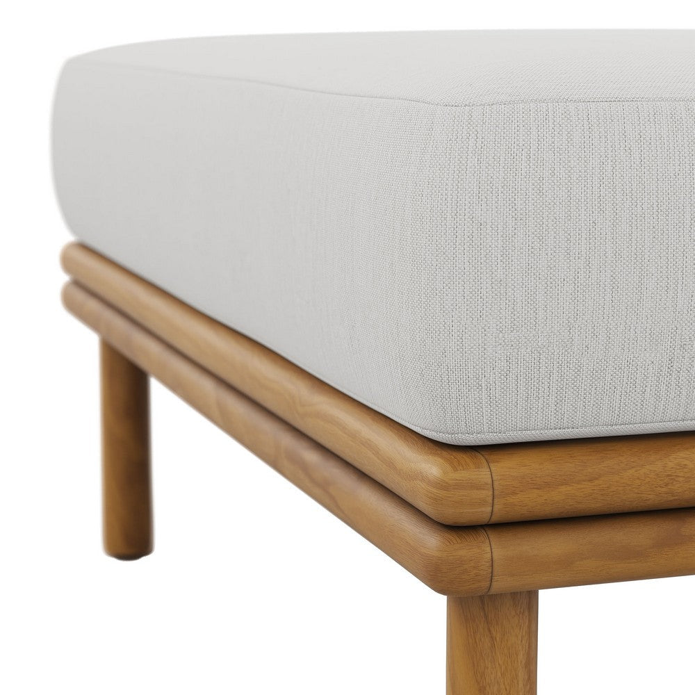 Modway Wren Teak Wood Outdoor Ottoman in Natural Sail