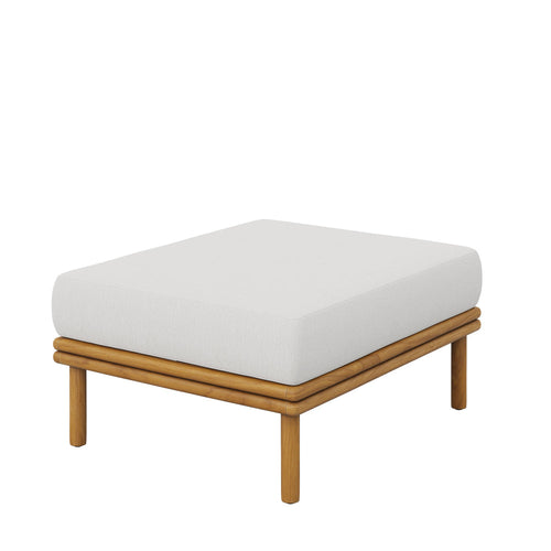 Modway Wren Teak Wood Outdoor Ottoman in Natural Sail