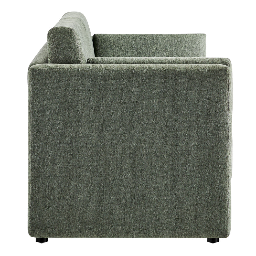 Modway Linden 73 Inch Heathered Chenille Upholstered Sofa in Eucalyptus
