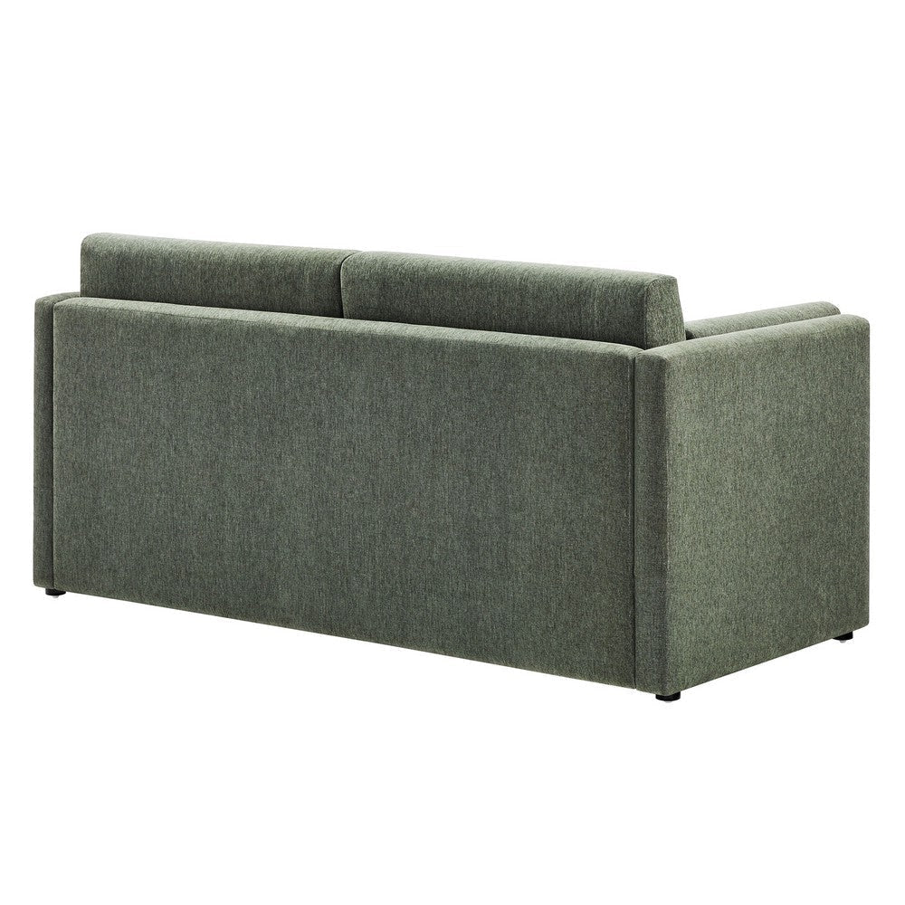 Modway Linden 73 Inch Heathered Chenille Upholstered Sofa in Eucalyptus