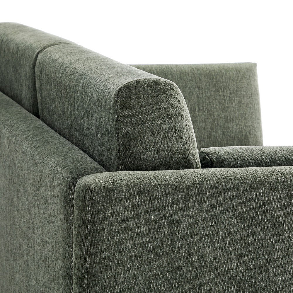 Modway Linden 73 Inch Heathered Chenille Upholstered Sofa in Eucalyptus
