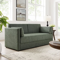 Modway Linden 73 Inch Heathered Chenille Upholstered Sofa in Eucalyptus
