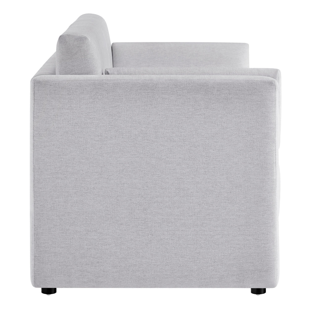 Modway Linden 73 Inch Heathered Chenille Upholstered Sofa in Newsprint