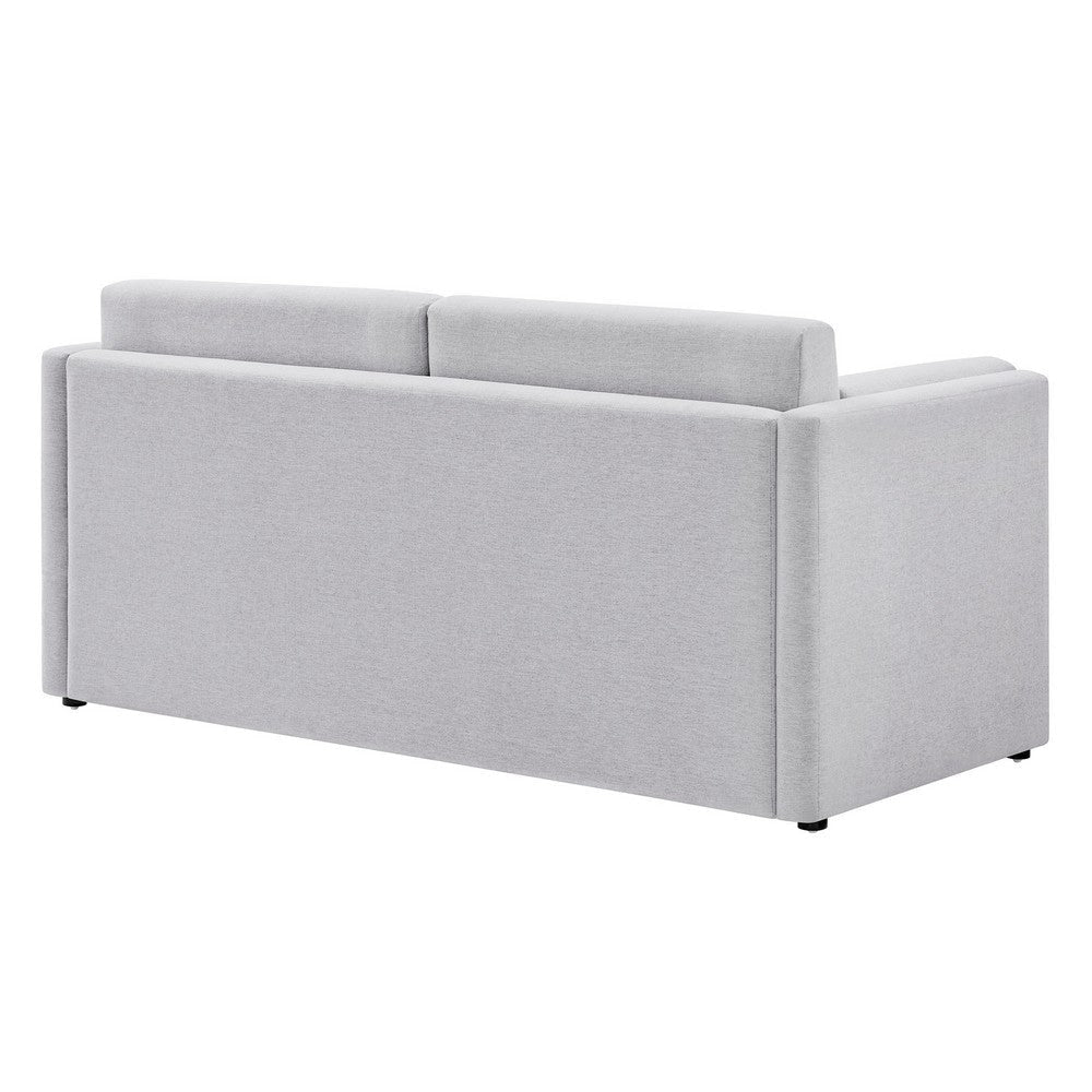 Modway Linden 73 Inch Heathered Chenille Upholstered Sofa in Newsprint