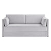 Modway Linden 73 Inch Heathered Chenille Upholstered Sofa in Newsprint