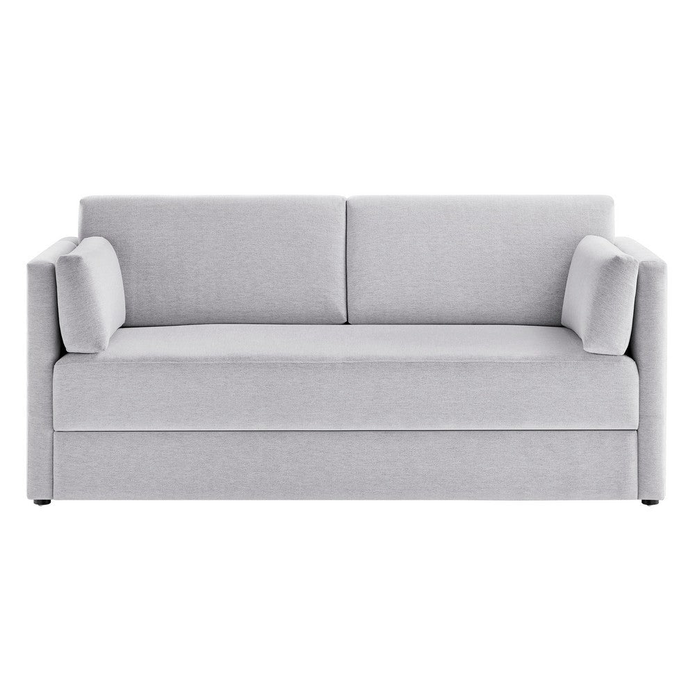 Modway Linden 73 Inch Heathered Chenille Upholstered Sofa in Newsprint