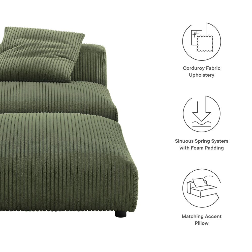 Modway Solace Armless Chair and Ottoman Fern