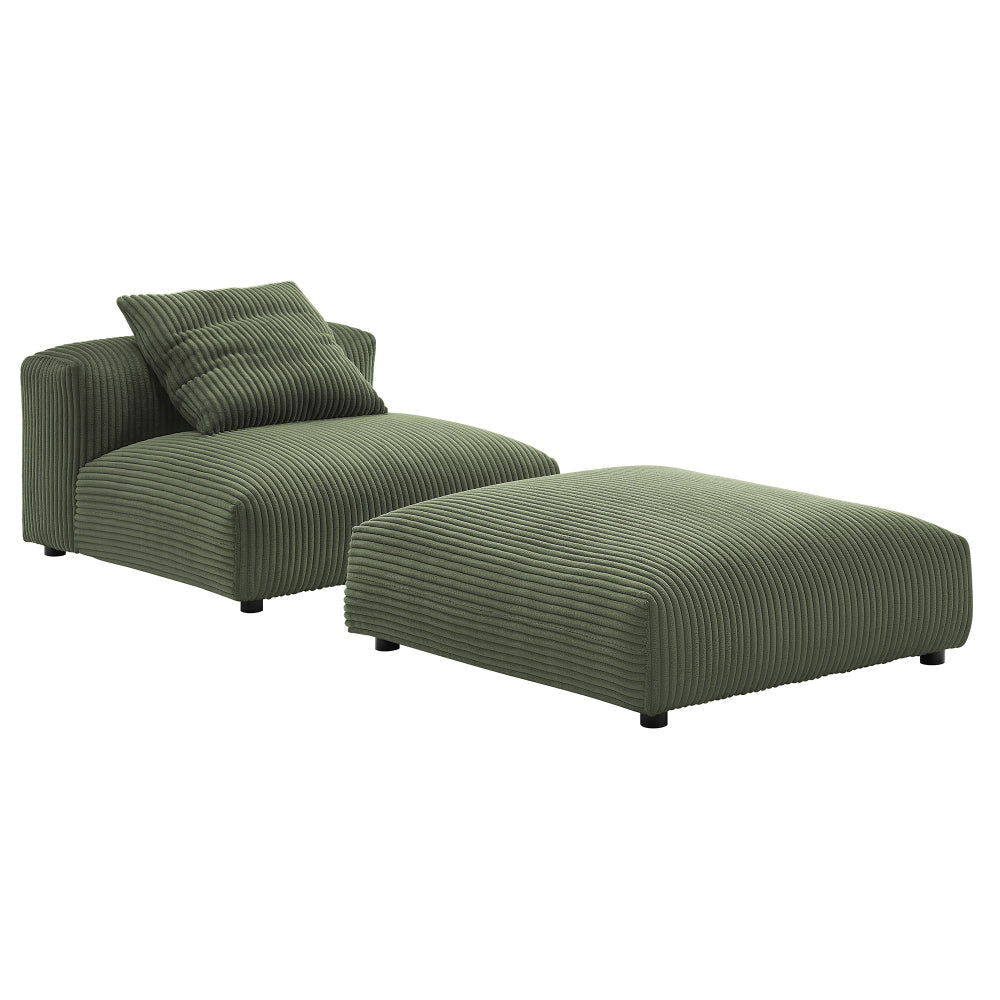 Modway Solace Armless Chair and Ottoman, Fern
