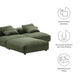 Modway Solace Modular 3-Piece Corduroy Sectional Sofa with Ottoman in Fern - Comfy Corduroy Upholstered Deep Seat Couch - Modern L-Shaped