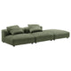 Modway Solace Modular 3-Piece Corduroy Sectional Sofa with Ottoman in Fern - Comfy Corduroy Upholstered Deep Seat Couch - Modern L-Shaped