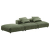 Modway Solace Modular 3-Piece Corduroy Sectional Sofa with Ottoman in Fern - Comfy Corduroy Upholstered Deep Seat Couch - Modern L-Shaped