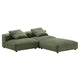 Modway Solace Modular 3-Piece Corduroy Sectional Sofa with Ottoman in Fern - Comfy Corduroy Upholstered Deep Seat Couch - Modern L-Shaped