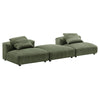 Modway Solace Modular 3-Piece Corduroy Sectional Sofa with Ottoman in Fern - Comfy Corduroy Upholstered Deep Seat Couch - Modern L-Shaped Armless Sectional Sofa Set for Living Room