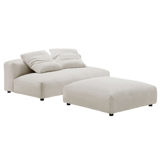 Solace Modular Corduroy Upholstered Armless Loveseat and Ottoman Set by Modway