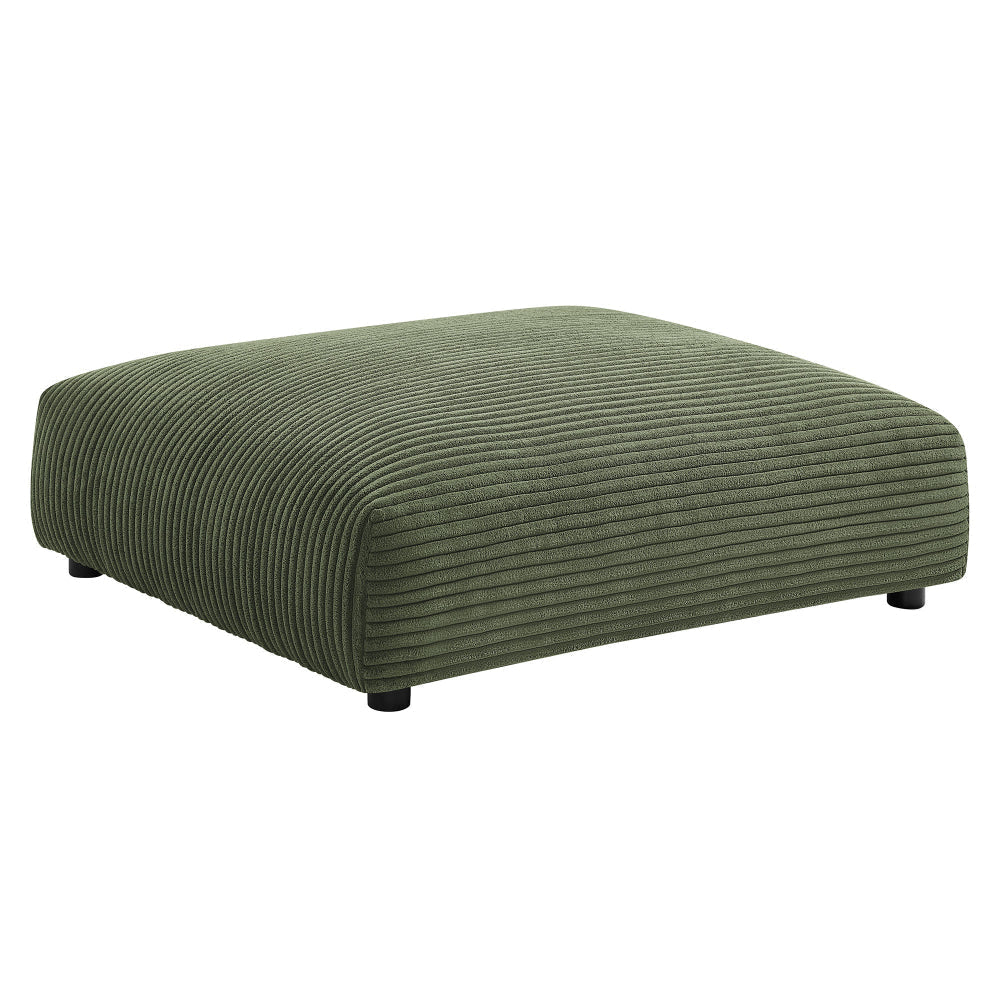 Modway Solace Modular 2-Piece Corduroy Armless Loveseat and Ottoman Set in Fern - Corduroy Upholstered 2-Seat Sofa with Ottoman - Modern