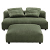 Modway Solace Modular 2-Piece Corduroy Armless Loveseat and Ottoman Set in Fern - Corduroy Upholstered 2-Seat Sofa with Ottoman - Modern