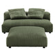 Modway Solace Modular 2-Piece Corduroy Armless Loveseat and Ottoman Set in Fern - Corduroy Upholstered 2-Seat Sofa with Ottoman - Modern