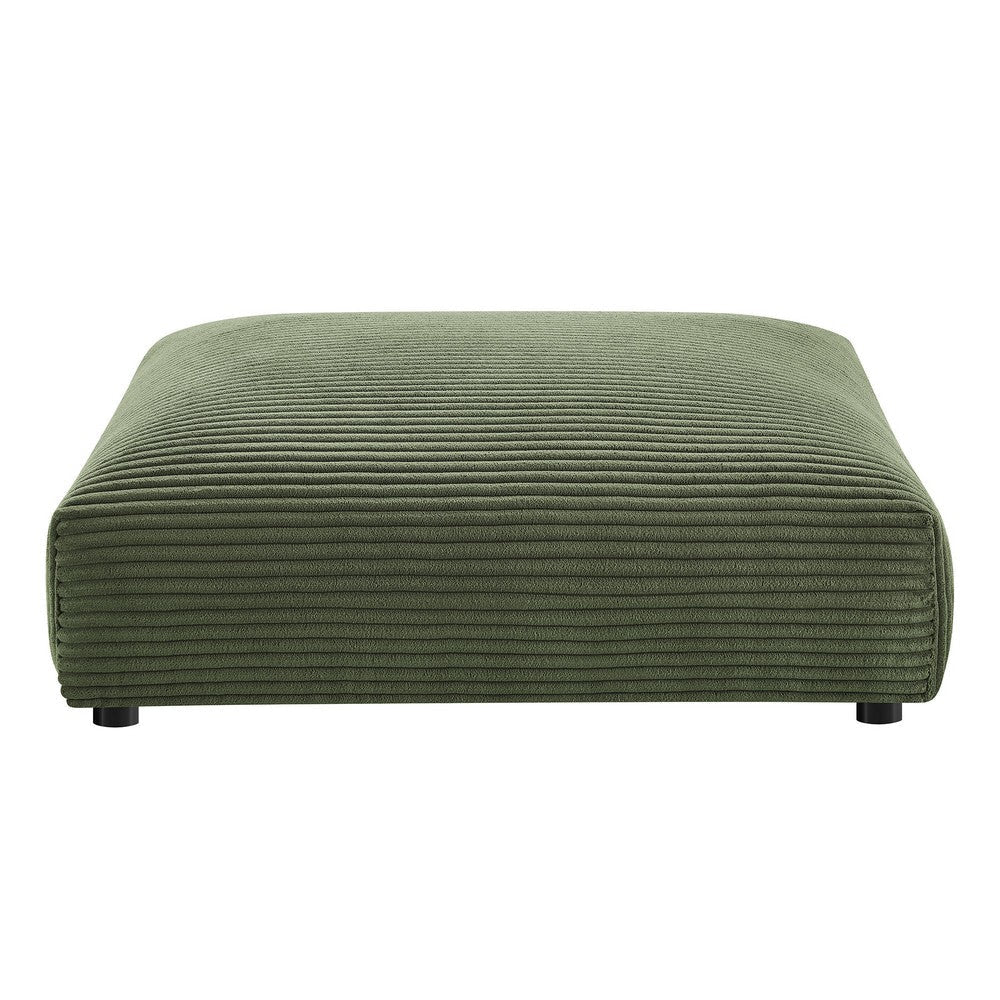 Modway Solace Modular 2-Piece Corduroy Armless Loveseat and Ottoman Set in Fern - Corduroy Upholstered 2-Seat Sofa with Ottoman - Modern