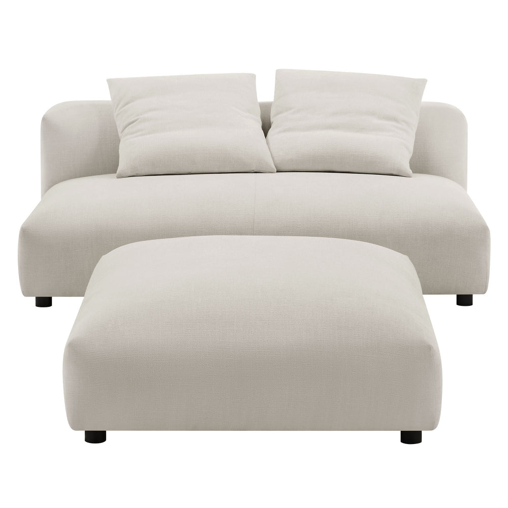 Modway Solace Modular 2-Piece Armless Fabric Loveseat and Ottoman Set in Salt - Comfy Upholstered 2-Seat Sofa with Ottoman - Modern Accent