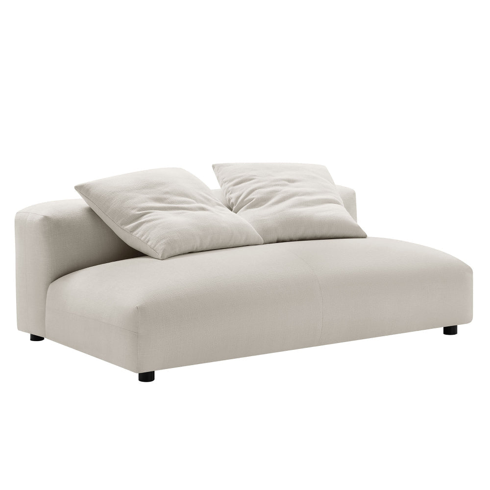 Modway Solace Modular 2-Piece Armless Fabric Loveseat and Ottoman Set in Salt - Comfy Upholstered 2-Seat Sofa with Ottoman - Modern Accent