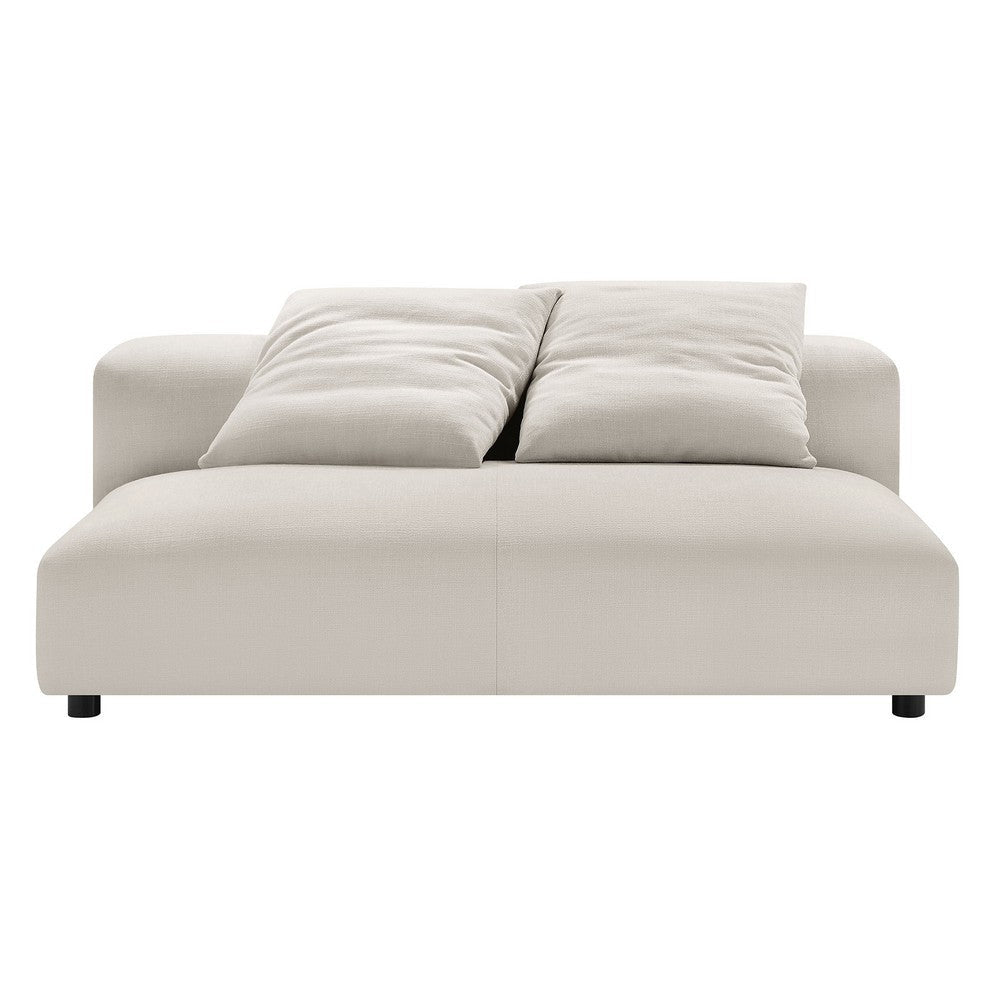 Modway Solace Modular 2-Piece Armless Fabric Loveseat and Ottoman Set in Salt - Comfy Upholstered 2-Seat Sofa with Ottoman - Modern Accent