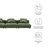 Modway Solace Corduroy 3-Piece Modular Sofa in Fern - Comfy Corduroy Upholstered Deep Seat Couch - Modern 3-Seat Armless Sectional Chairs