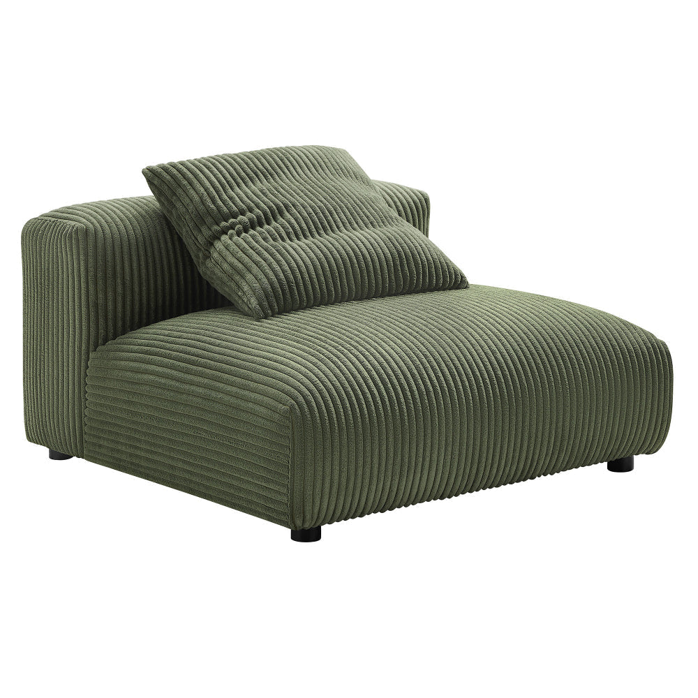 Modway Solace Corduroy 3-Piece Modular Sofa in Fern - Comfy Corduroy Upholstered Deep Seat Couch - Modern 3-Seat Armless Sectional Chairs