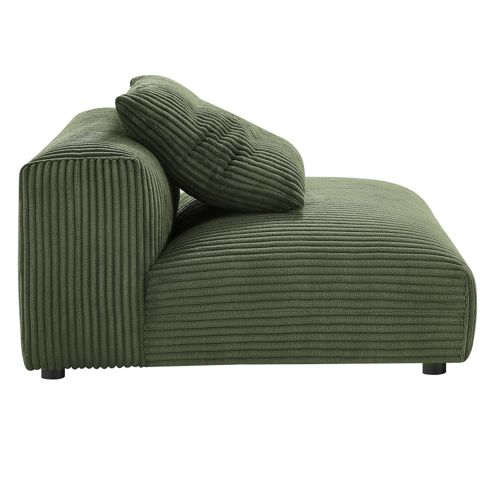 Modway Solace Corduroy 3-Piece Modular Sofa in Fern - Comfy Corduroy Upholstered Deep Seat Couch - Modern 3-Seat Armless Sectional Chairs