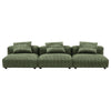 Modway Solace Corduroy 3-Piece Modular Sofa in Fern - Comfy Corduroy Upholstered Deep Seat Couch - Modern 3-Seat Armless Sectional Chairs