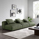 Modway Solace Corduroy 3-Piece Modular Sofa in Fern - Comfy Corduroy Upholstered Deep Seat Couch - Modern 3-Seat Armless Sectional Chairs