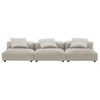 Modway Solace Fabric Upholstered 3-Piece Modular Sofa in Linen - Comfy Upholstered Deep Seat Couch - Modern 3-Seat Armless Sectional Chairs