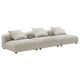 Modway Solace Fabric Upholstered 3-Piece Modular Sofa in Linen - Comfy Upholstered Deep Seat Couch - Modern 3-Seat Armless Sectional Chairs - Oversized Couches for Living Room