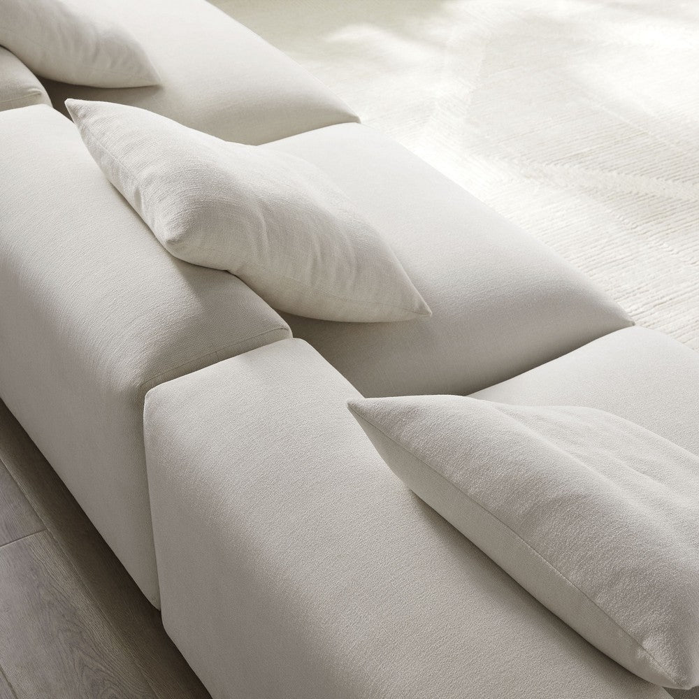 Modway Solace Fabric Upholstered 3-Piece Modular Sofa in Salt - Comfy Upholstered Deep Seat Couch - Modern 3-Seat Armless Sectional Chairs