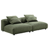 Modway Solace Corduroy 2-Piece Modular Sofa in Fern - Comfy Corduroy Upholstered Deep Seat Loveseat - Modern 2-Seat Armless Chairs - Oversized Loveseat Set for Living Room