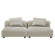 Modway Solace Fabric Upholstered 2-Piece Modular Sofa in Linen - Comfy Upholstered Deep Seat Loveseat - Modern 2-Seat Armless Sectional