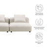 Modway Solace Fabric Upholstered 2-Piece Modular Sofa in Salt - Comfy Upholstered Deep Seat Loveseat - Modern 2-Seat Armless Sectional
