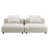 Modway Solace Fabric Upholstered 2-Piece Modular Sofa in Salt - Comfy Upholstered Deep Seat Loveseat - Modern 2-Seat Armless Sectional